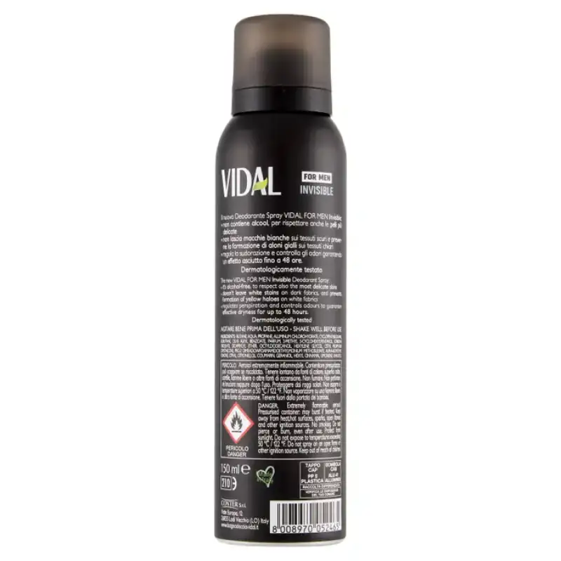 Vidal Deodorant Spray Invisible pentru Barbati 150 ml Bax 6 buc.